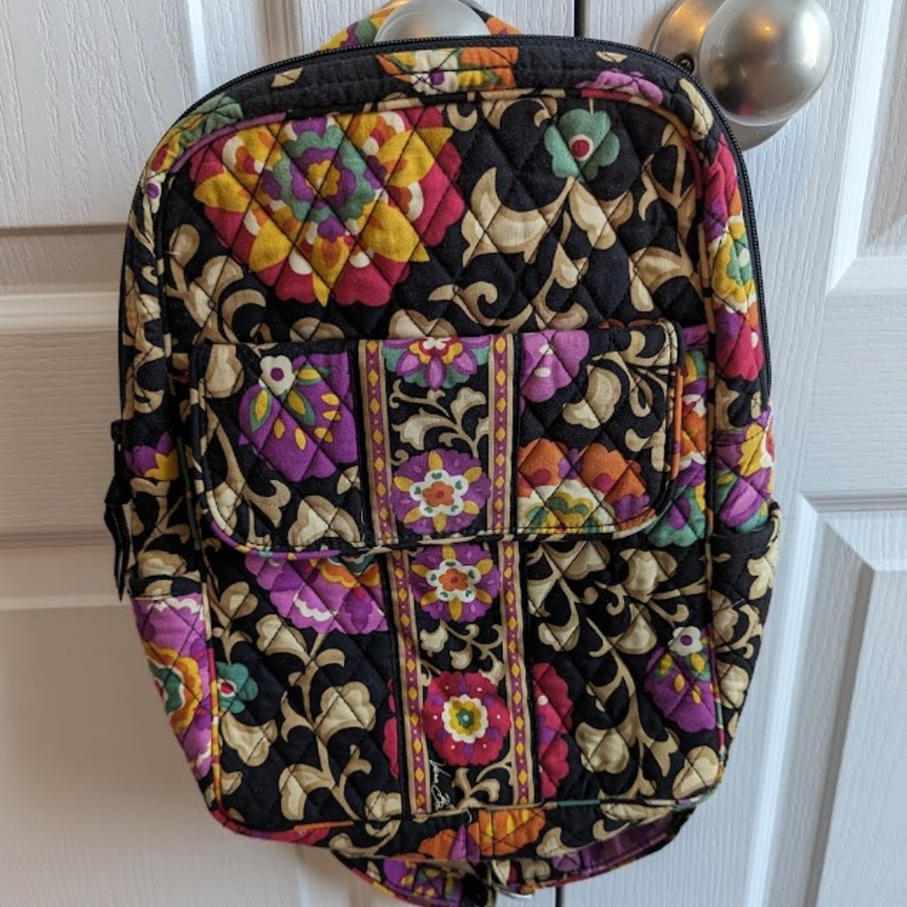 Retired Vera Bradley "Suzani" Quilted Backpack 12”L x 10”W x 3”Sides